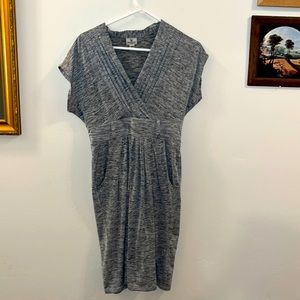 Women’s Short Sleeved Dress, Gray, V-Neck, Worthington Stretch, Size Small